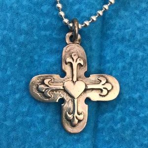 Sterling Silver Cross with Heart Pendant